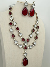 Ruby Victorian Sabyasachi inspired uncut polki Kundan Teardrop Pendant Necklace,Indian Bridal Jewelry,Bollywood Sabyasachi Necklace