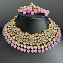 Lavender Kundan Choker Necklace Set, Pearl Kundan Choker, Bollywood Jewelry, Indian Pakistani jewelry for wedding