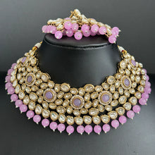 Lavender Kundan Choker Necklace Set, Pearl Kundan Choker, Bollywood Jewelry, Indian Pakistani jewelry for wedding