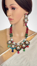 Navratan uncut Polki Premium Quality Kundan Necklace/Indian Long Necklace/Statement Long Necklace/Semi Precious Necklace/Rani Haar