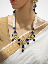 Blue Long Polki Necklace/Indian Long rani haar/Pakistani Jewelry/Kundan Long Mala se/|Indian Jewelry/beads Necklace|/Wedding