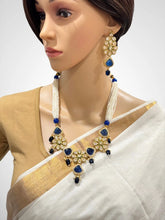 Blue Long Polki Necklace/Indian Long rani haar/Pakistani Jewelry/Kundan Long Mala se/|Indian Jewelry/beads Necklace|/Wedding