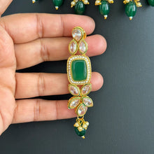 Green Monalisa Stone Kundan Choker set/Statement Choker Set/Indian Jewelry/Pakistani Jewelry set/Weddings/Bridal necklace/Indian necklace