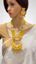 Yellow Kundan long necklace/Indian jewelry/Kundan rani haar/Mala necklace set/Indian Wedding/Bridal Necklace/Punjabi Jewelry/Pakistani