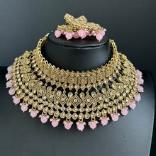 Pink Bridal Antique Polki necklace set, Bridal Jewelry, Indian Pakistani wedding Jewelry, Polki bridal necklace, Indian Necklace