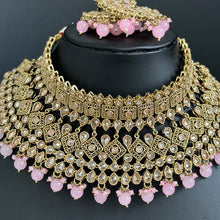Pink Bridal Antique Polki necklace set, Bridal Jewelry, Indian Pakistani wedding Jewelry, Polki bridal necklace, Indian Necklace
