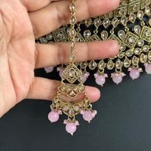 Pink Bridal Antique Polki necklace set, Bridal Jewelry, Indian Pakistani wedding Jewelry, Polki bridal necklace, Indian Necklace