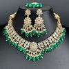 Green Pearl Kundan Necklace, Kundan jewelry, Indian Pakistani Wedding Jewelry