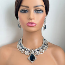 Sapphire CZ diamond Necklace, Bridal Necklace, Indian Jewelry, Pakistani Jewelry, Bollywood Indian Wedding