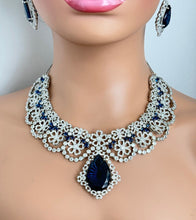 Sapphire CZ diamond Necklace, Bridal Necklace, Indian Jewelry, Pakistani Jewelry, Bollywood Indian Wedding