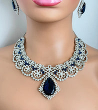 Sapphire CZ diamond Necklace, Bridal Necklace, Indian Jewelry, Pakistani Jewelry, Bollywood Indian Wedding
