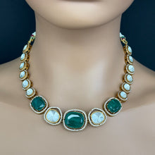 Green Victorian Doublet uncut Kundan Necklace/Kundan Choker/Bollywood Jewelry/Indian wedding/Bridal jewelry/Indian Wedding/Pakistani/Punjabi