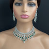 Emerald Cz Diamond necklace/American Diamond/CZ Stones Necklace Set/Elegant/Unique Jewelry/Indian/Pakistani/Bollywood/Indian Wedding/Bridal