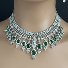 Emerald Cz Diamond necklace/American Diamond/CZ Stones Necklace Set/Elegant/Unique Jewelry/Indian/Pakistani/Bollywood/Indian Wedding/Bridal