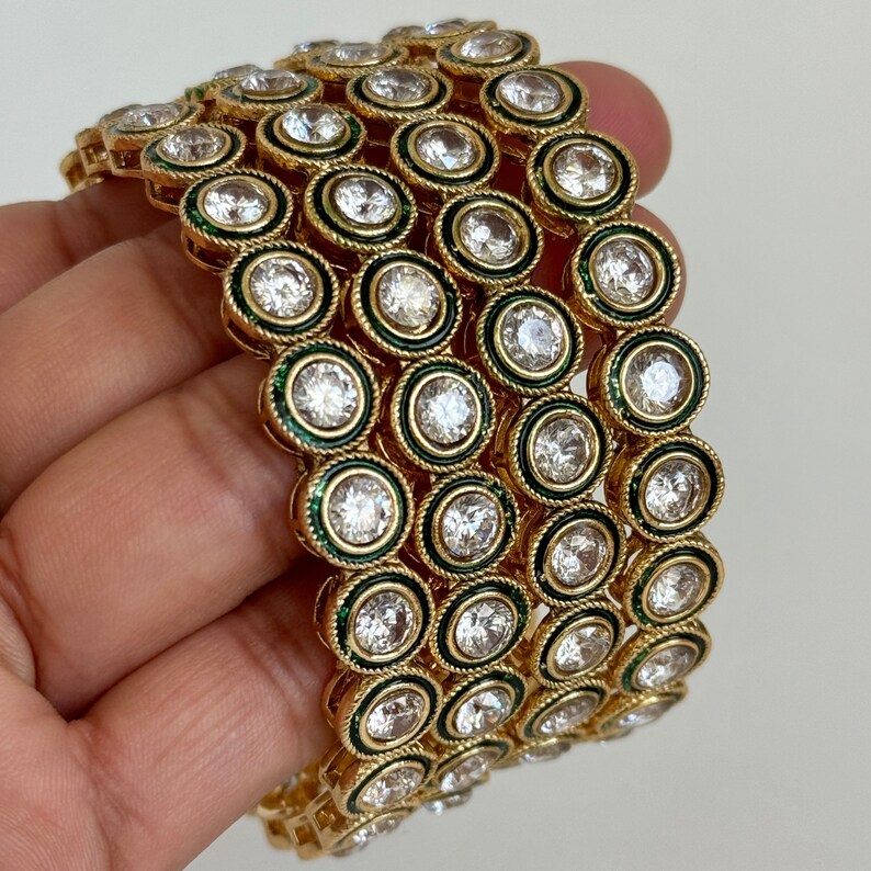 Gold plated Polki kundan bangles 4pcs /Kundan Bangles/Meenakari bangles\Bridal Bangle/Indian Wedding/Pakistani/Punjabi