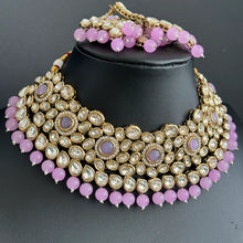 Lavender Kundan Choker Necklace Set, Pearl Kundan Choker, Bollywood Jewelry, Indian Pakistani jewelry for wedding