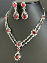 Ruby CZ diamond bridal Necklace , American Diamond wedding necklace, Cz jewelry, Indian, Pakistani, Punjabi wedding jewelry, prom necklace