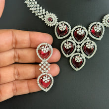 Ruby CZ diamond Necklace,Indian Pakistani wedding Jewelry,Mother of the Bride,Crystal Necklace, Bridesmaid, Gift for her