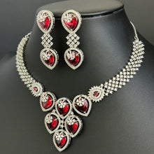 Ruby CZ diamond Necklace,Indian Pakistani wedding Jewelry,Mother of the Bride,Crystal Necklace, Bridesmaid, Gift for her