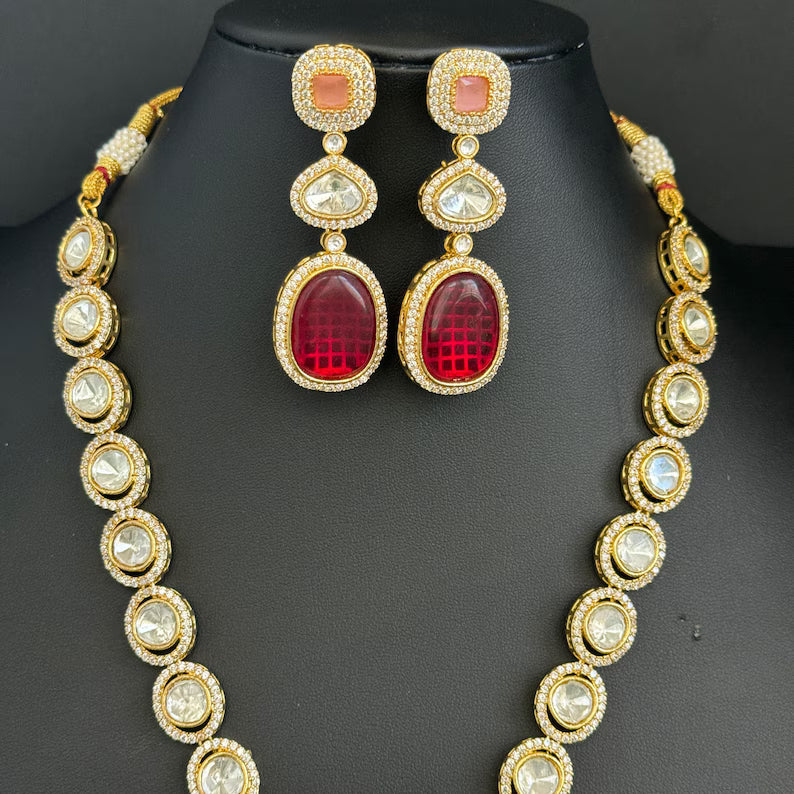 Multi Gold Victorian Sabyasachi inspired uncut polki Kundan Pendant Necklace,Indian Bridal Jewelry,Bollywood Sabyasachi Necklace