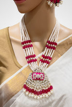 Hot Pink Kundan long necklace set/Kundan rani haar/Kundan Mala Set/Multi strand necklace/Indian jewelry/Kundan jewelry/Bridal necklace