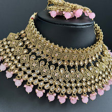 Pink Bridal Antique Polki necklace set, Bridal Jewelry, Indian Pakistani wedding Jewelry, Polki bridal necklace, Indian Necklace