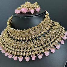 Pink Bridal Antique Polki necklace set, Bridal Jewelry, Indian Pakistani wedding Jewelry, Polki bridal necklace, Indian Necklace