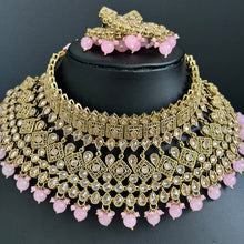 Pink Bridal Antique Polki necklace set, Bridal Jewelry, Indian Pakistani wedding Jewelry, Polki bridal necklace, Indian Necklace
