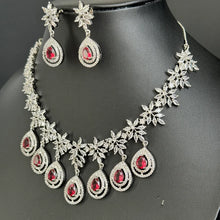 Ruby Red CZ diamond Bridal Necklace Jewelry, Prom Jewelry, Mother of the Bride Teardrop Crystal Necklace, Bridesmaid, Graduation gift