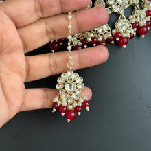 Maroon Pearl Kundan Necklace set/Indian Jewelry/Pakistani necklace/indian wedding set/Bridal necklace set/bollywood jewelry/punjabi jewelry