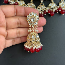 Maroon Pearl Kundan Necklace set/Indian Jewelry/Pakistani necklace/indian wedding set/Bridal necklace set/bollywood jewelry/punjabi jewelry