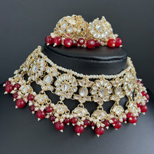 Maroon Pearl Kundan Necklace set/Indian Jewelry/Pakistani necklace/indian wedding set/Bridal necklace set/bollywood jewelry/punjabi jewelry