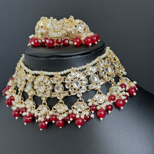 Maroon Pearl Kundan Necklace set/Indian Jewelry/Pakistani necklace/indian wedding set/Bridal necklace set/bollywood jewelry/punjabi jewelry
