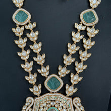 Mint Premium gold plated Kundan silver foil Mala Necklace/Long Necklace/Indian Jewelry/Pendent Set/Rani haar/Bridal Necklace/Indian Wedding