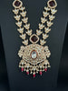 Ruby Premium gold plated Kundan silver foil Mala Necklace/Long Necklace/Indian Jewelry/Pendent Set/Rani haar/Bridal Necklace/Indian Wedding