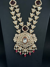 Ruby Premium gold plated Kundan silver foil Mala Necklace/Long Necklace/Indian Jewelry/Pendent Set/Rani haar/Bridal Necklace/Indian Wedding