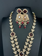 Ruby Premium gold plated Kundan silver foil Mala Necklace/Long Necklace/Indian Jewelry/Pendent Set/Rani haar/Bridal Necklace/Indian Wedding