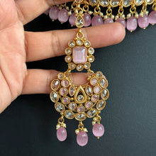Bridal Pink Gold Polki Kundan necklace set/Statement necklace Set/Indian Jewelry/Pakistani Jewelry set/Wedding necklace/Bridal necklace