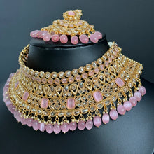 Bridal Pink Gold Polki Kundan necklace set/Statement necklace Set/Indian Jewelry/Pakistani Jewelry set/Wedding necklace/Bridal necklace