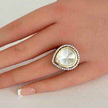 Victorian Faux uncut Polki Kundan stone Ring/Adjustable Ring/Indian Ring/Pakistani/Punjabi/Bollywood/Statement ring/Cocktail Ring