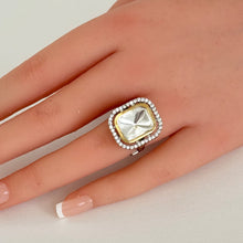 Victorian Faux uncut Polki Kundan stone Ring/Adjustable Ring/Indian Ring/Pakistani/Punjabi/Bollywood/Statement ring/Cocktail Ring