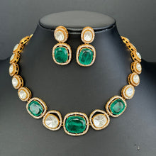 Green Victorian Doublet uncut Kundan Necklace/Kundan Choker/Bollywood Jewelry/Indian wedding/Bridal jewelry/Indian Wedding/Pakistani/Punjabi
