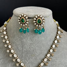 Green Victorian moissanite polki Necklace,Sabyasachi Necklace, Statement Necklace,Semi Precious Necklace,Designer necklace, Indian wedding