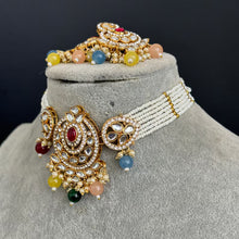 Multi Kundan Necklace Set, Pearl Kundan Choker, Bollywood Jewelry, Indian Pakistani jewelry for wedding