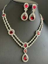 Ruby CZ diamond bridal Necklace , American Diamond wedding necklace, Cz jewelry, Indian, Pakistani, Punjabi wedding jewelry, prom necklace