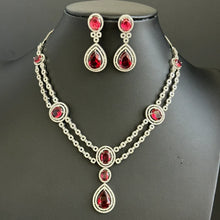 Ruby CZ diamond bridal Necklace , American Diamond wedding necklace, Cz jewelry, Indian, Pakistani, Punjabi wedding jewelry, prom necklace