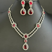Ruby CZ diamond bridal Necklace , American Diamond wedding necklace, Cz jewelry, Indian, Pakistani, Punjabi wedding jewelry, prom necklace