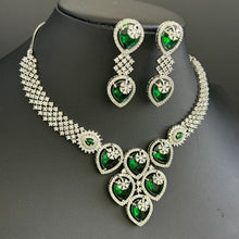 Emerald CZ diamond bridal necklace, American Diamond wedding necklace, Cz jewelry, Indian, Pakistani, Punjabi wedding jewelry