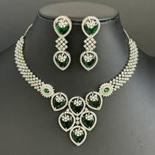 Emerald CZ diamond bridal necklace, American Diamond wedding necklace, Cz jewelry, Indian, Pakistani, Punjabi wedding jewelry