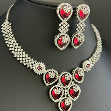 Ruby CZ diamond Necklace,Indian Pakistani wedding Jewelry,Mother of the Bride,Crystal Necklace, Bridesmaid, Gift for her